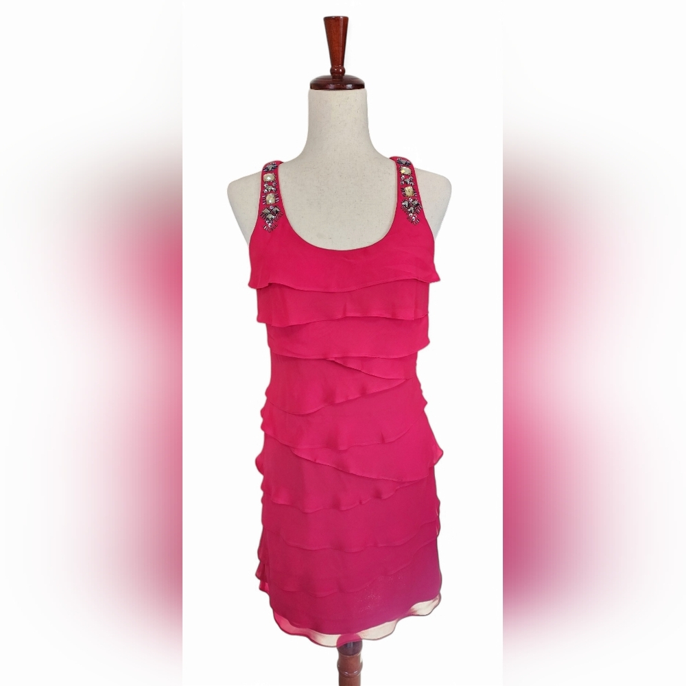 Red Sleeveless Layered Dress, Size 4, SL Fashions